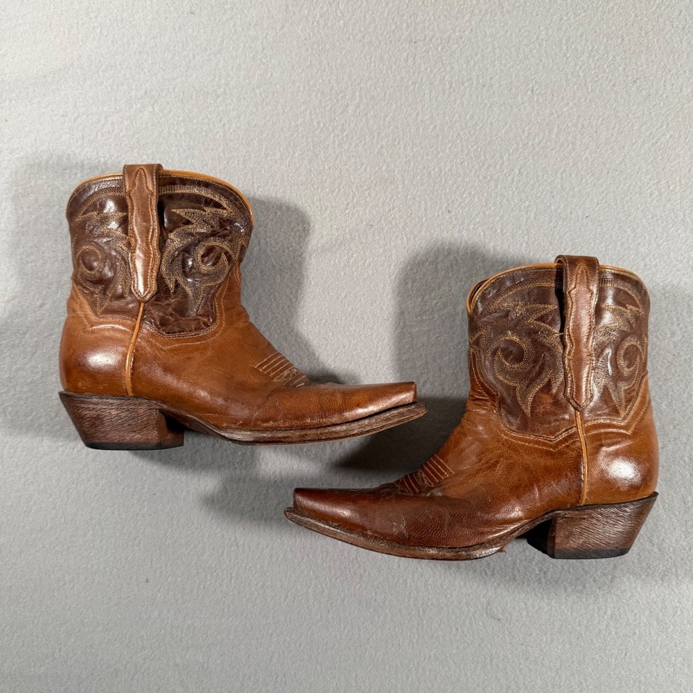 Dan Post Womens Cognac Brown Leather Western Cowboy Boots Pointed Toe DP 6.5